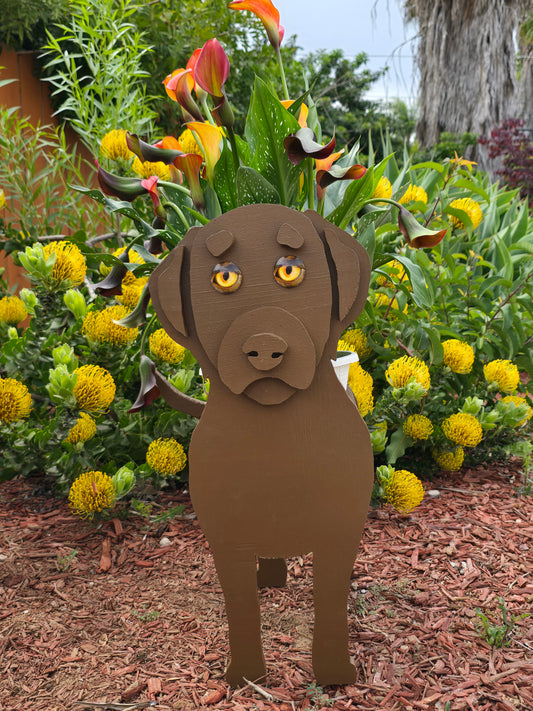 Chocolate Labrador Planter Box