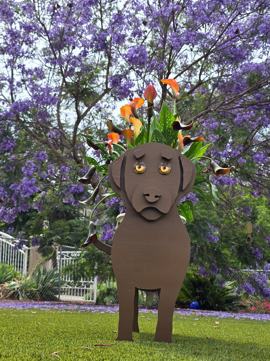 Chocolate Labrador Planter Box